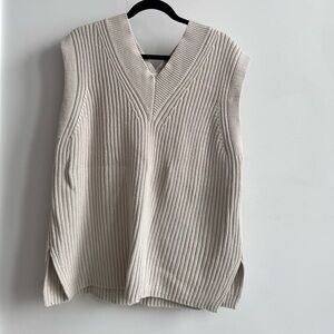 H&M Cream Ribbed V-Neck Sweater Vest